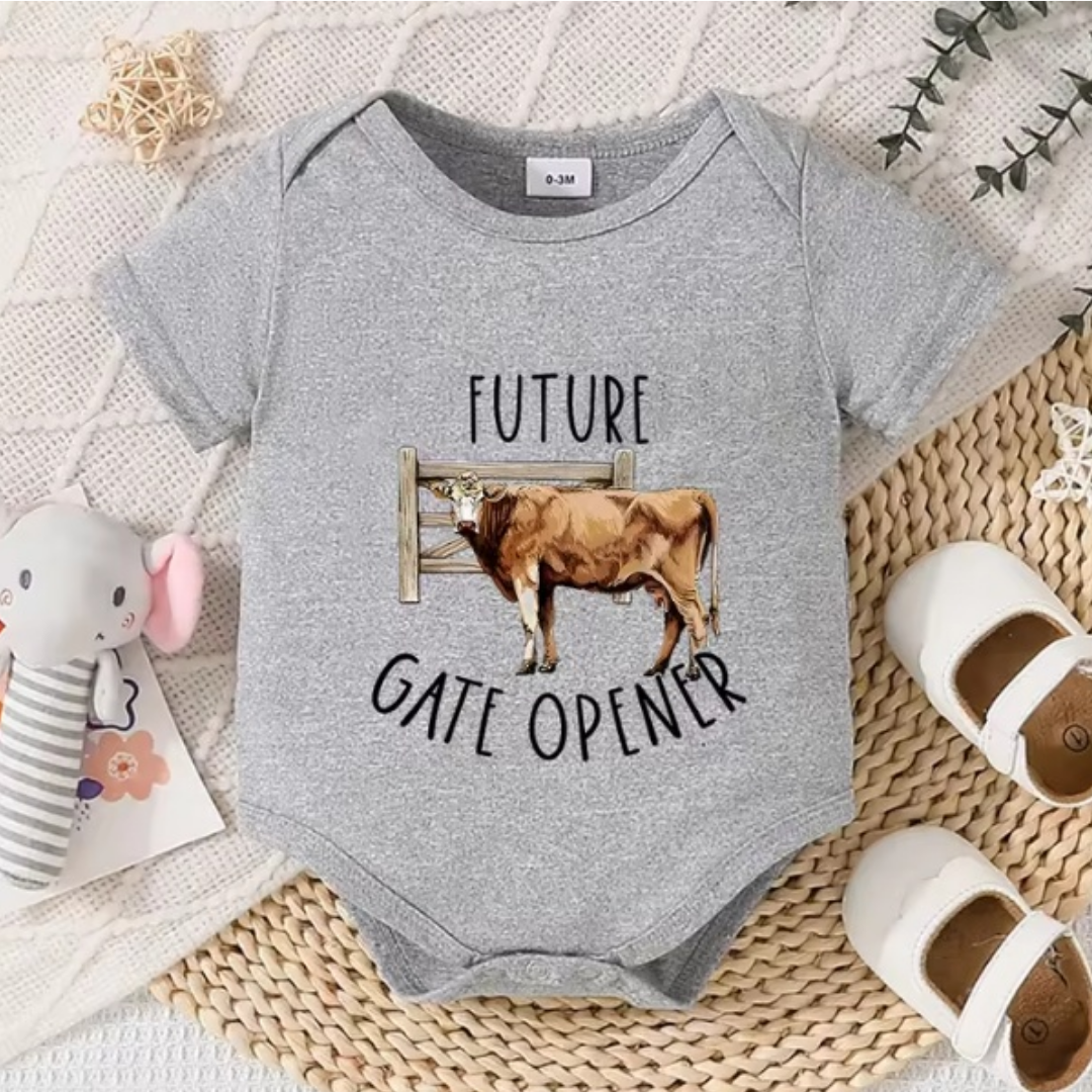 Future Gate Opener Baby Onesie | Grey