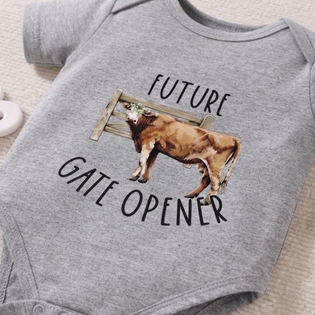 Future Gate Opener Baby Onesie | Grey