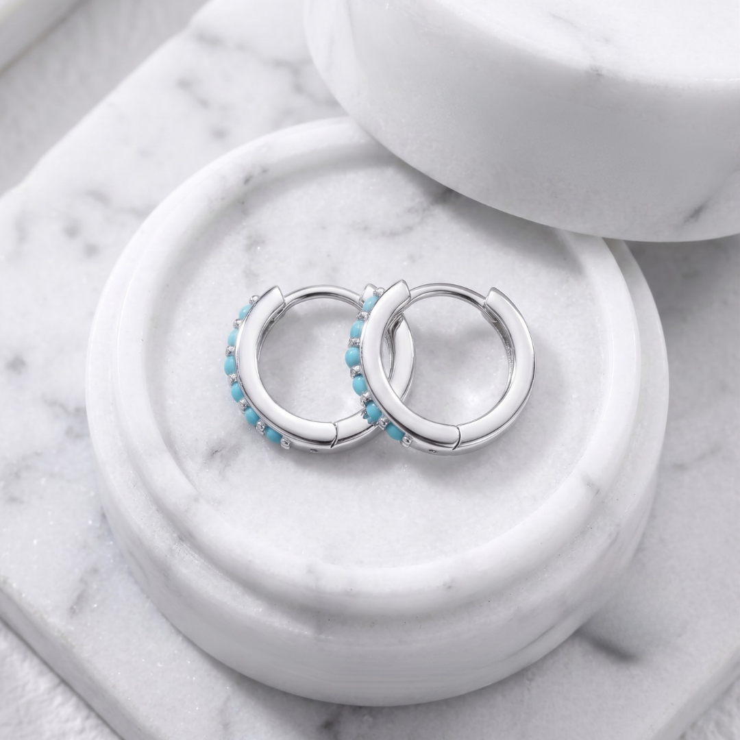 Côte Turquoise Huggie Hoops