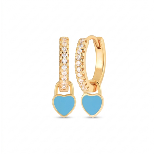 Amour Turquoise Heart Drop Huggies