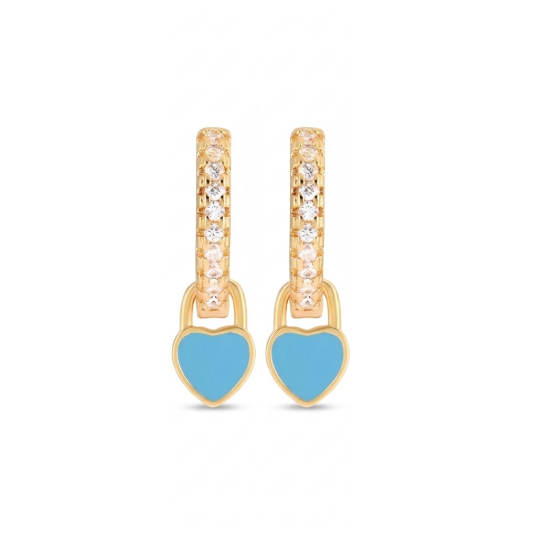 Amour Turquoise Heart Drop Huggies