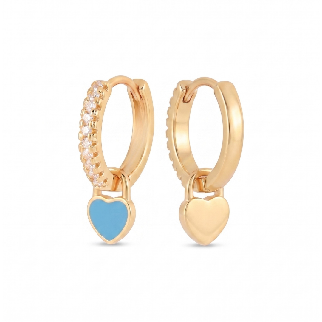 Amour Turquoise Heart Drop Huggies