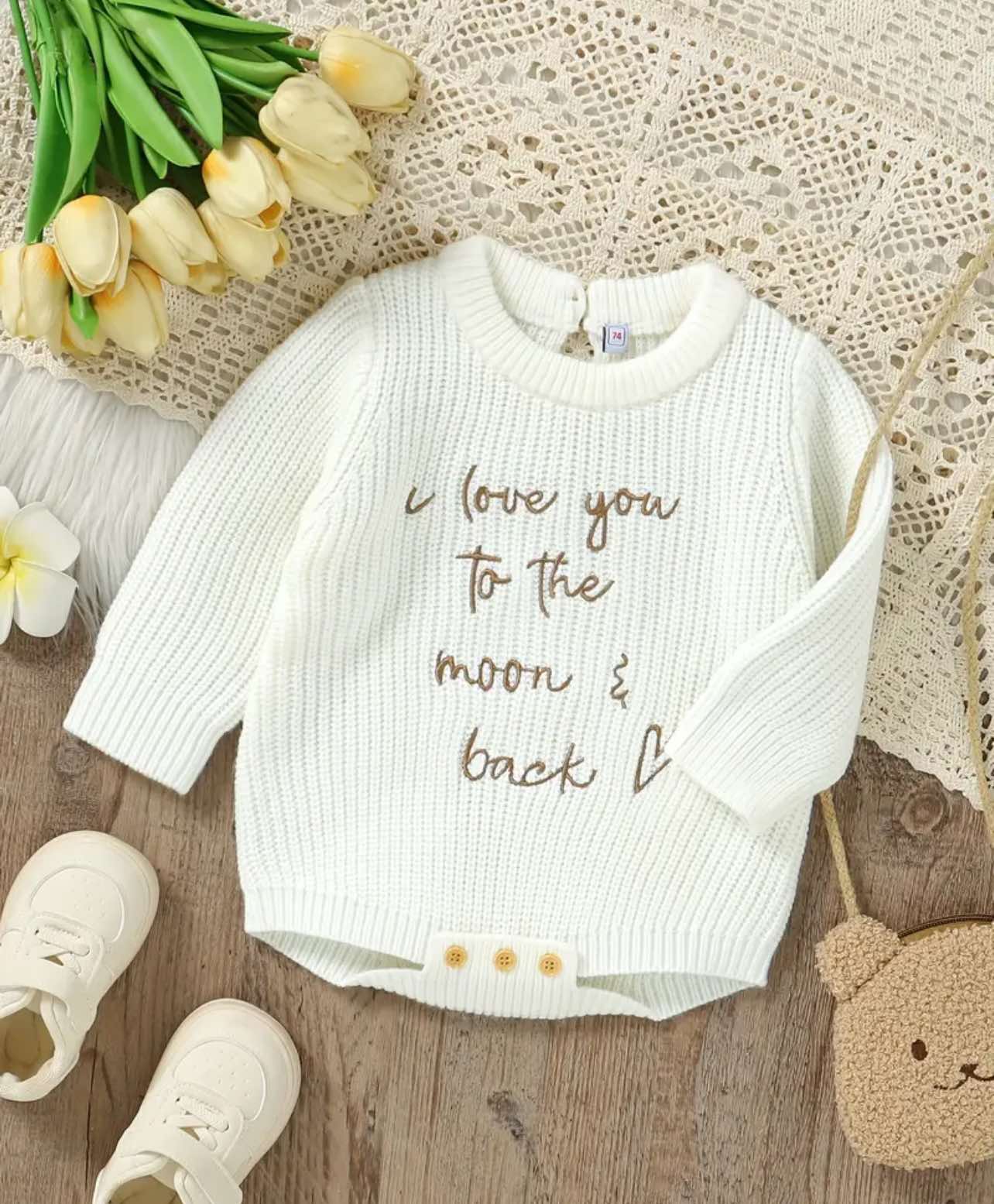 "Love You to the Moon & Back" White Romper