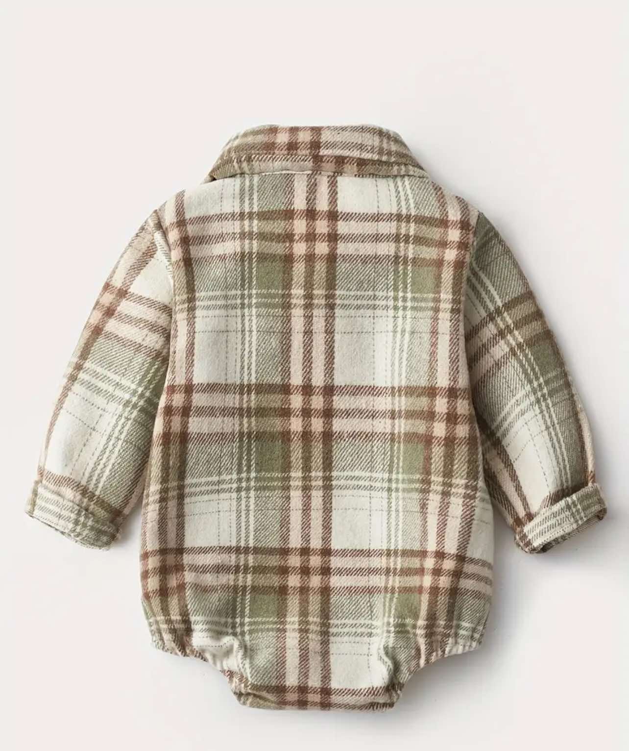 Green Flanno Baby Romper