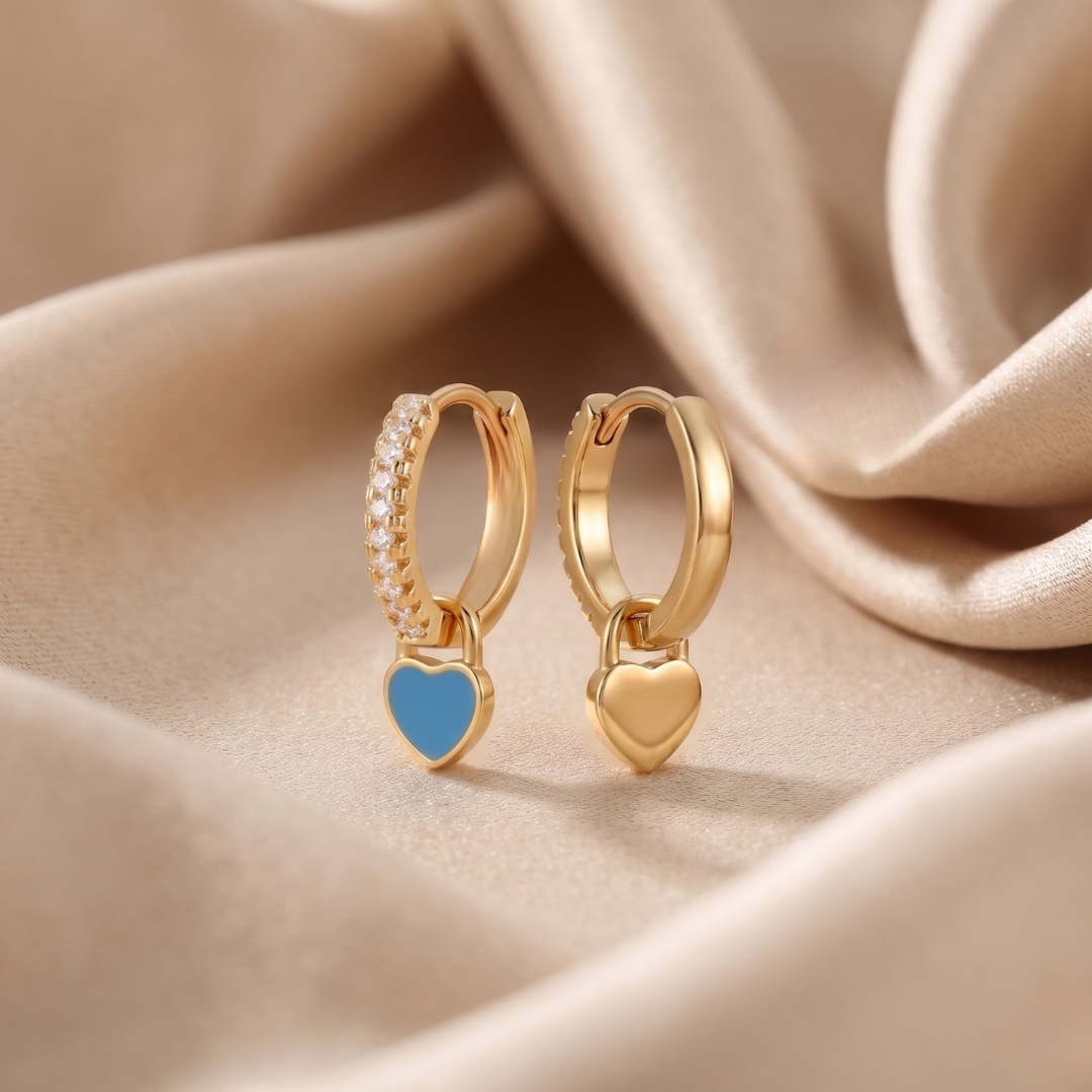 Amour Turquoise Heart Drop Huggies