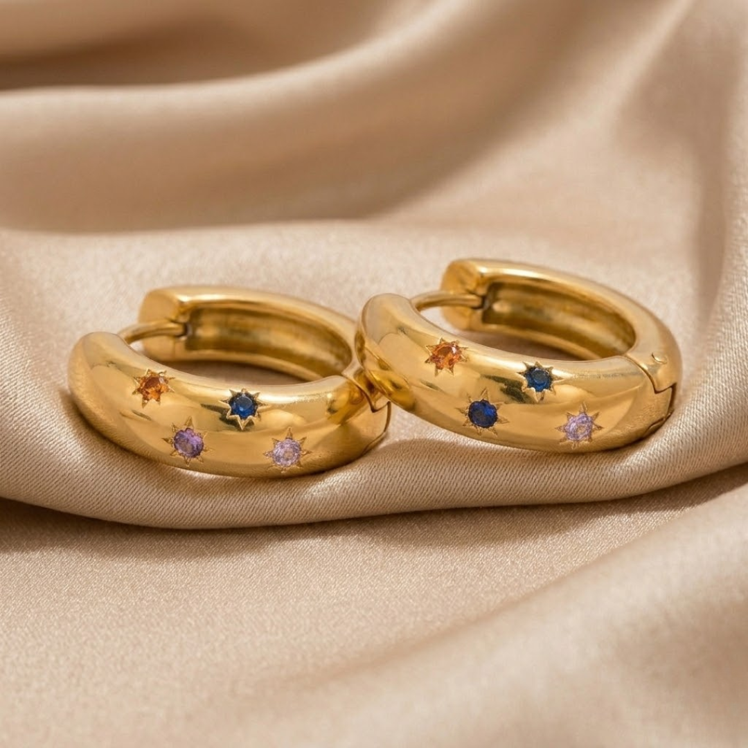 Solaris Multicolour Star Huggie Hoops