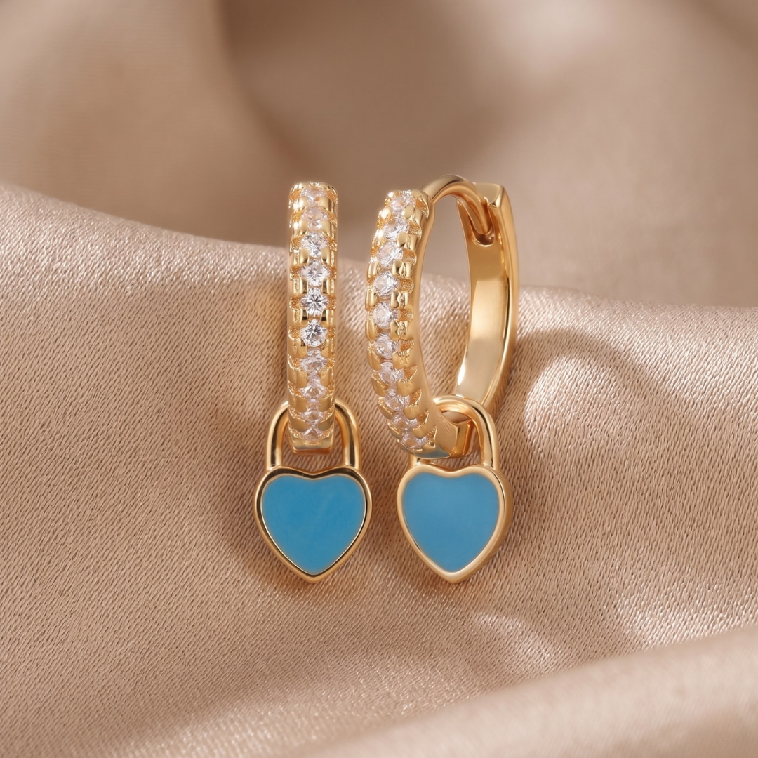 Amour Turquoise Heart Drop Huggies