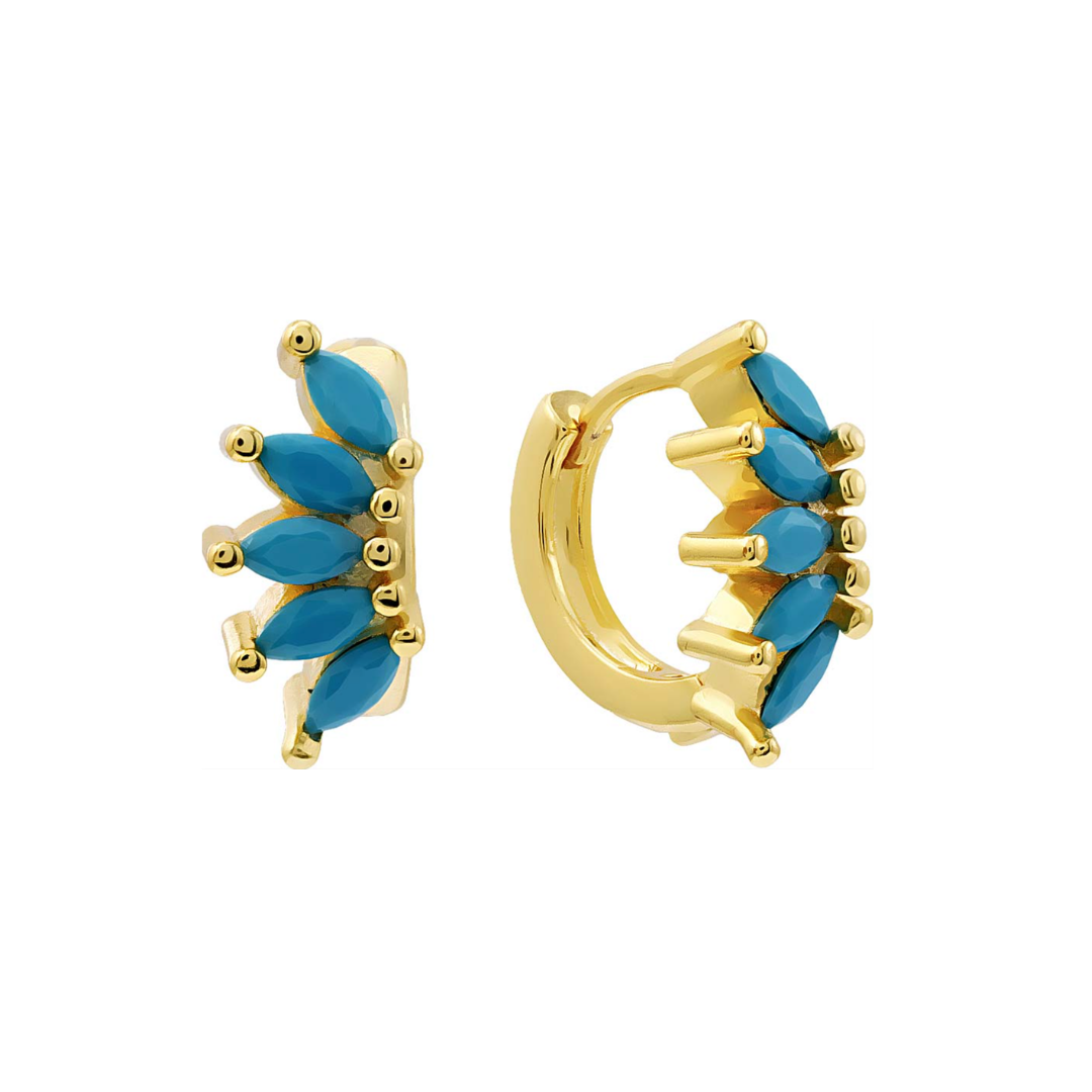 Soleil Turquoise Crown Huggies