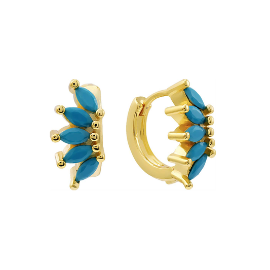Soleil Turquoise Crown Huggies