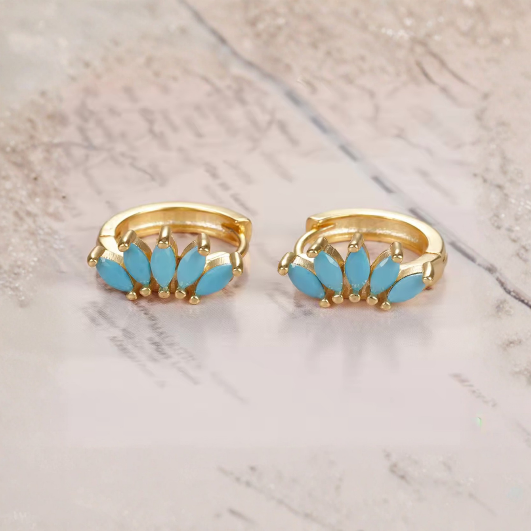 Soleil Turquoise Crown Huggies