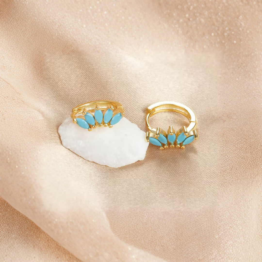 Soleil Turquoise Crown Huggies