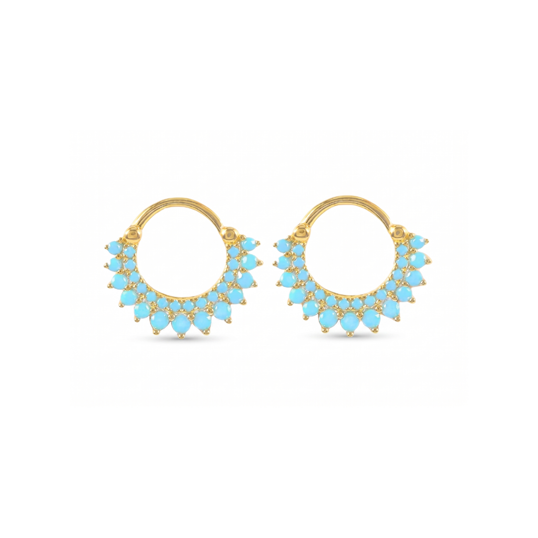 Fiesta Turquoise Fringe Gold Hoops
