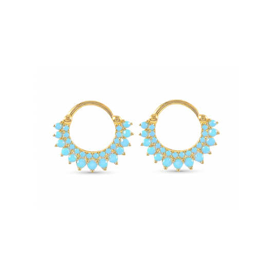 Fiesta Turquoise Fringe Gold Hoops