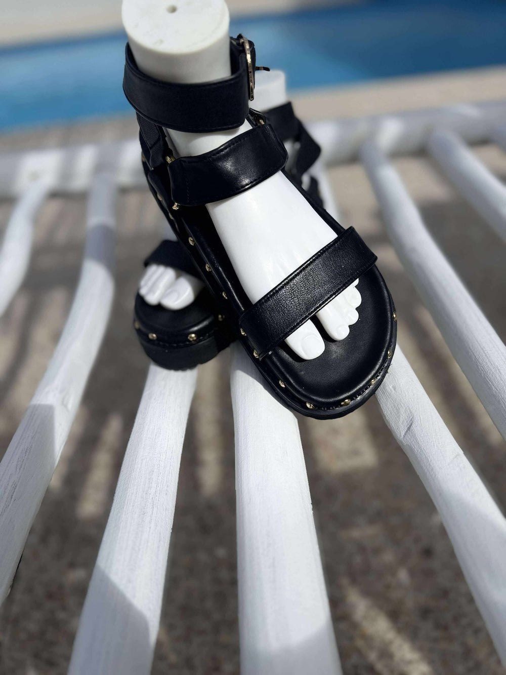 Black Gold Stud Sandals | On Sale Now