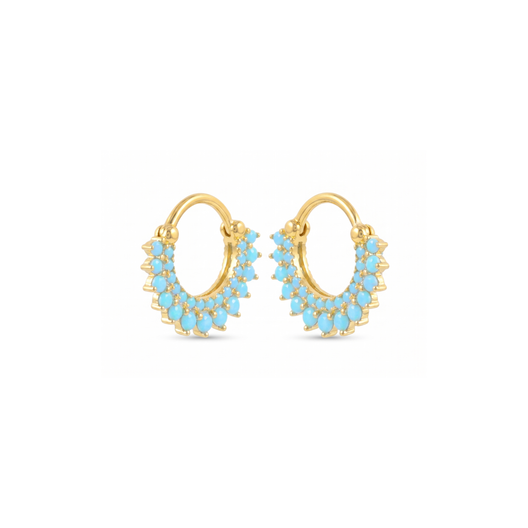 Fiesta Turquoise Fringe Gold Hoops