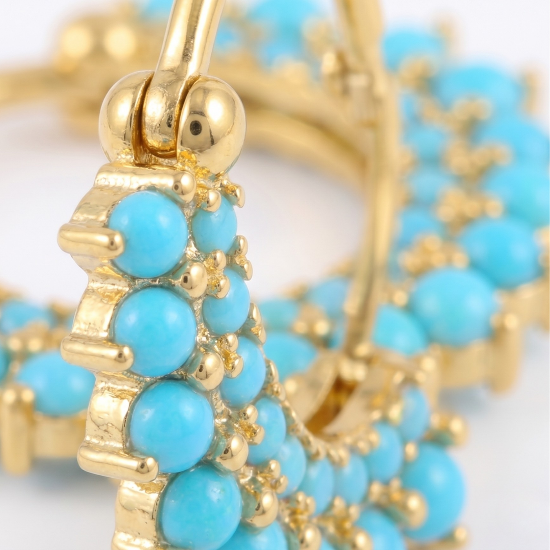 Fiesta Turquoise Fringe Gold Hoops