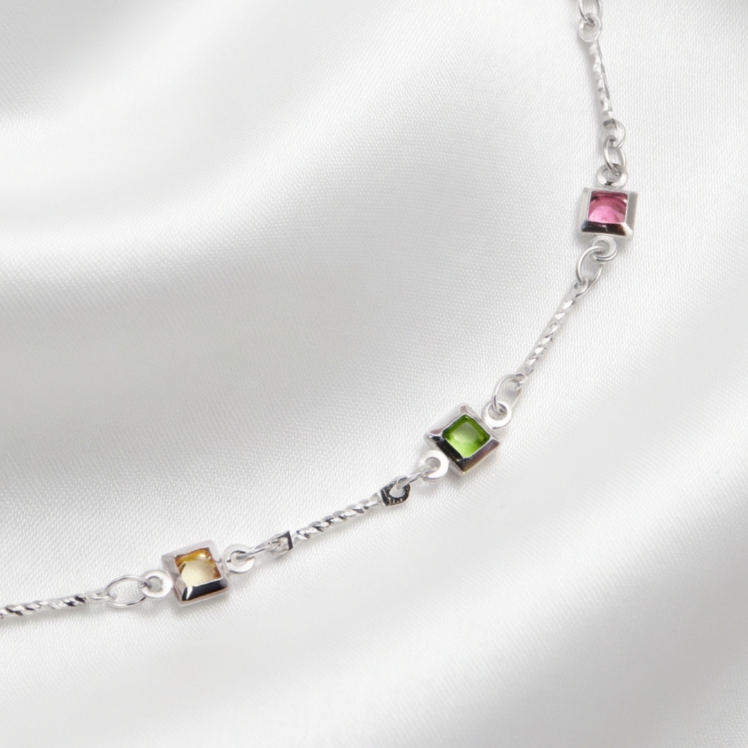 Prisma Silver Rhinestone Chain Necklace