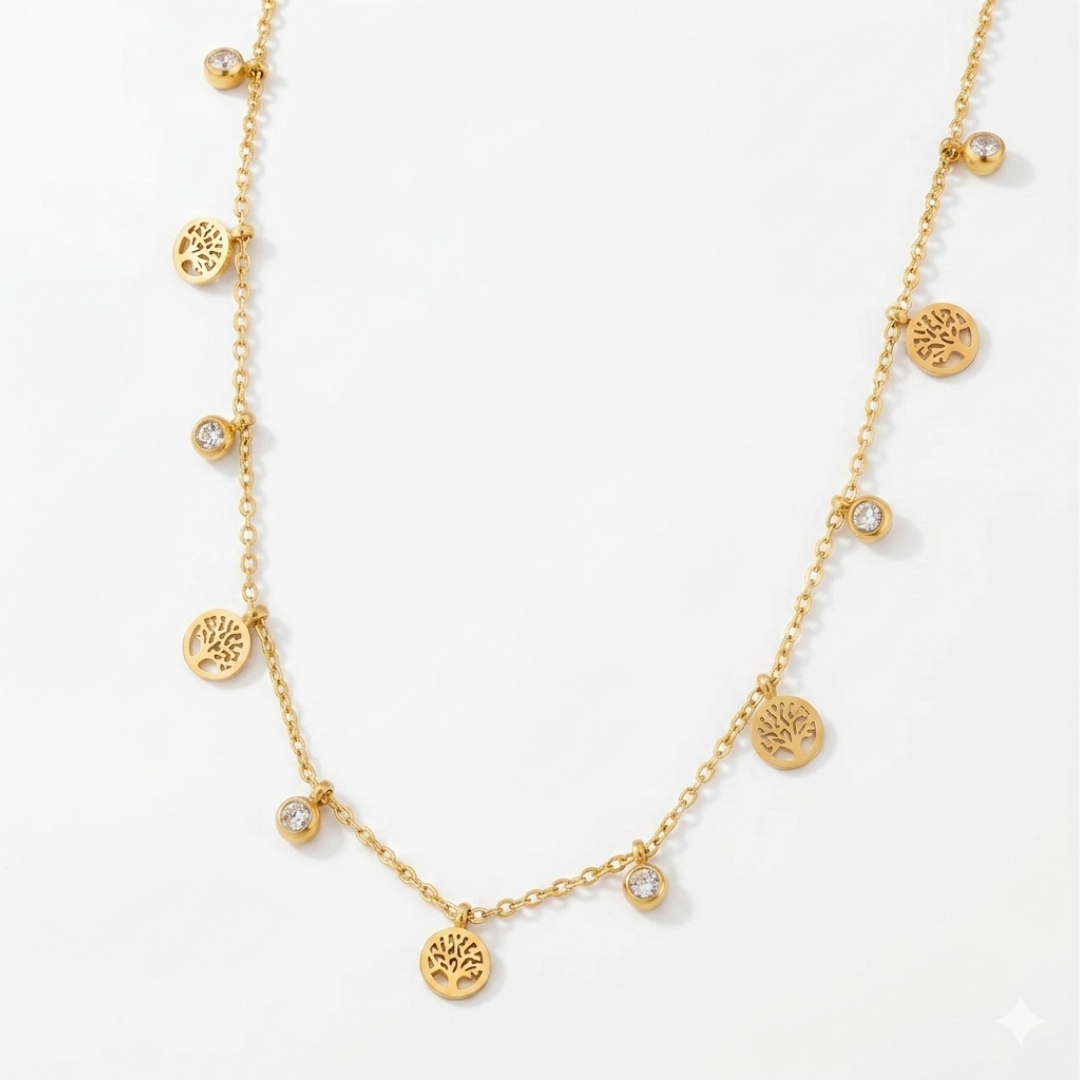 Golden Tree of Life Charm Necklace