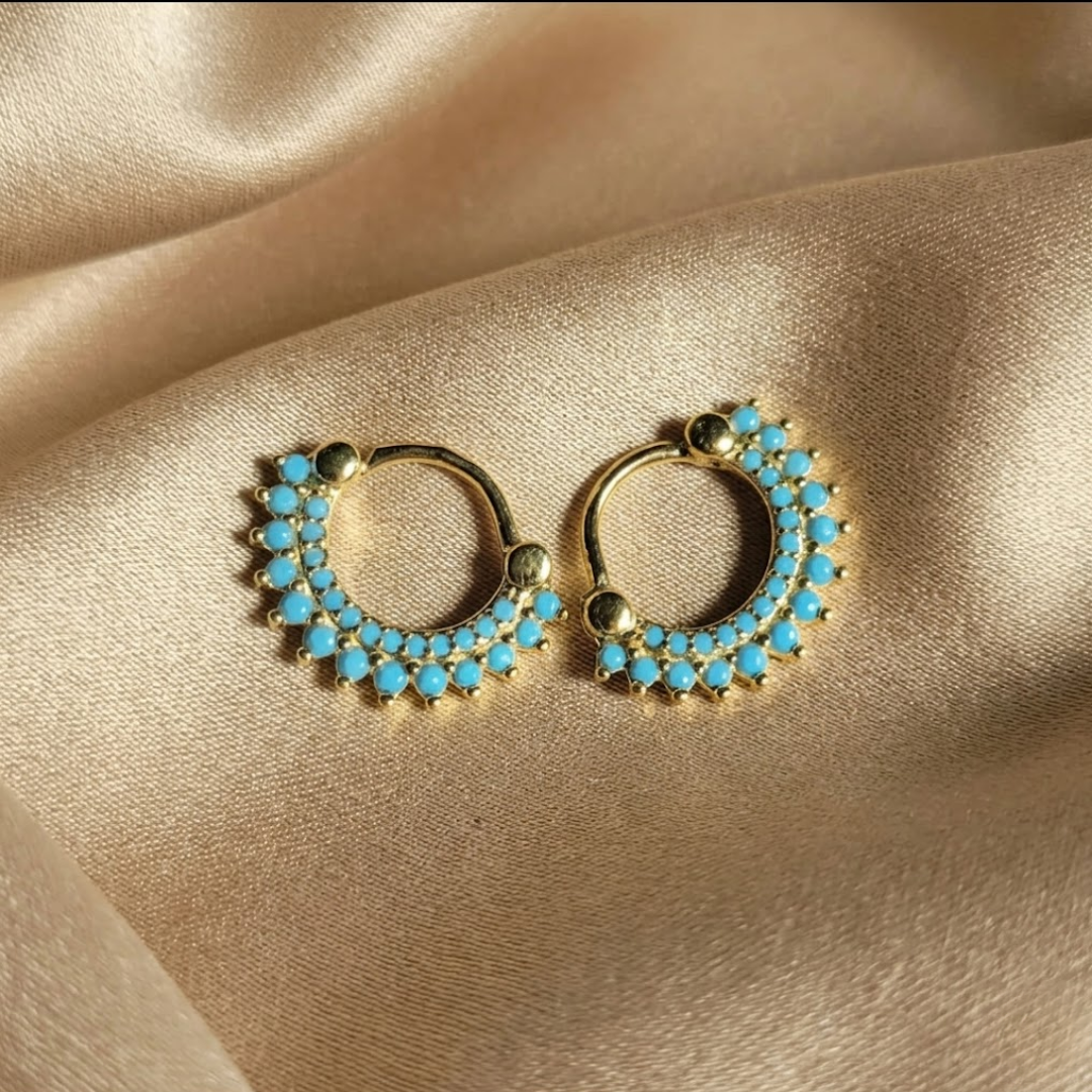 Fiesta Turquoise Fringe Gold Hoops