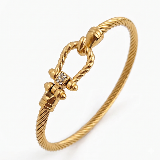 Gold Horseshoe Cable Bangle