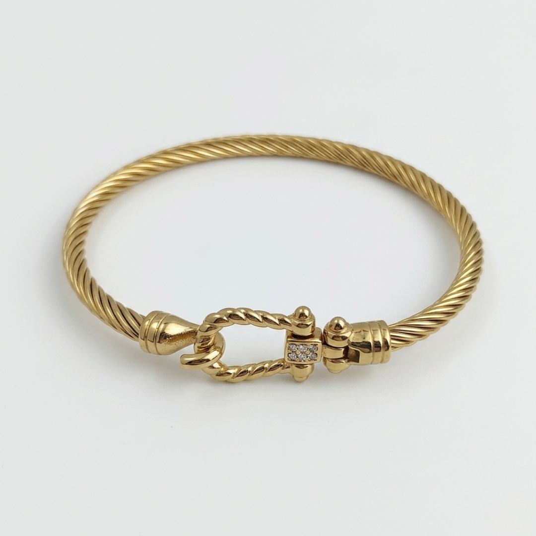 Gold Horseshoe Cable Bangle