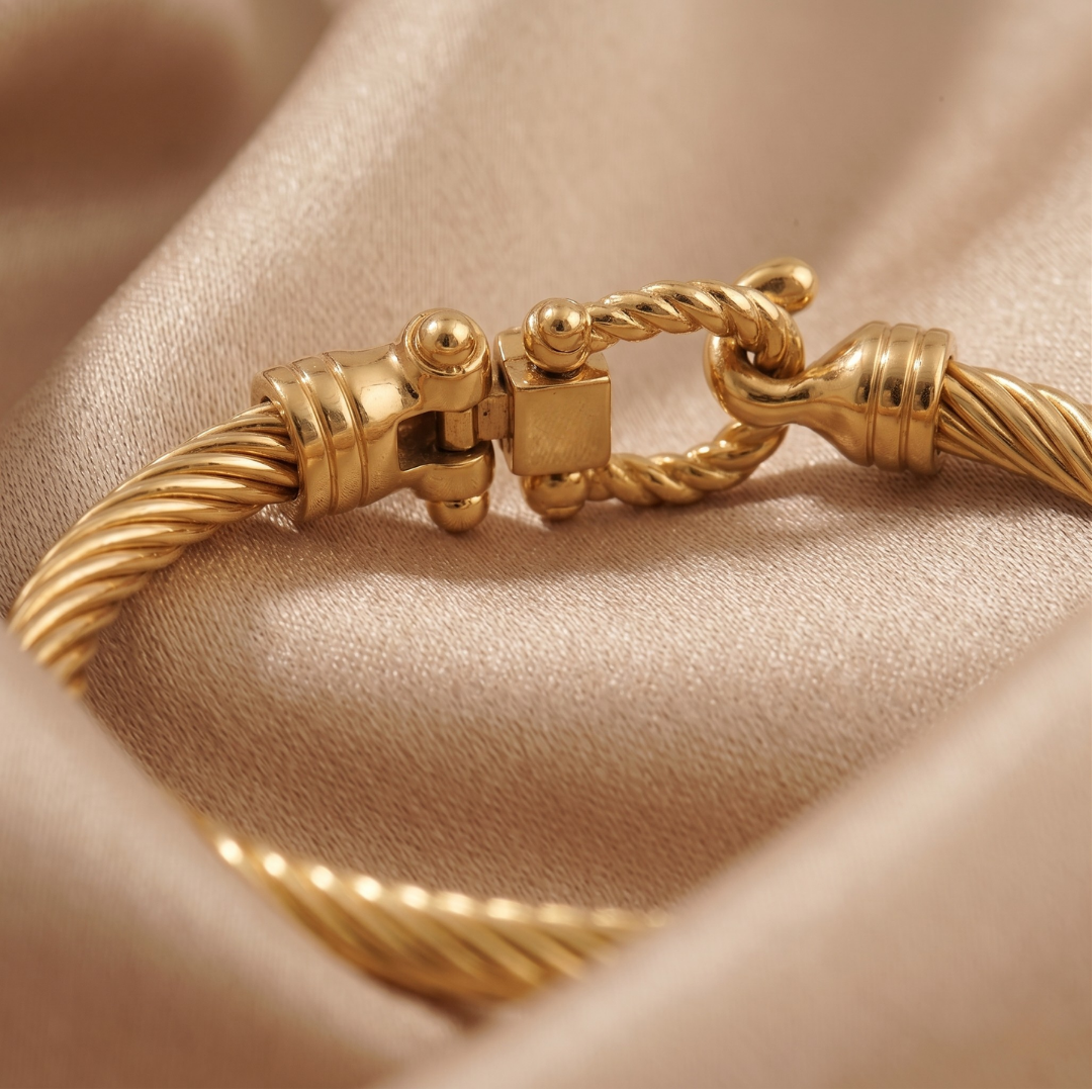 Gold Horseshoe Cable Bangle
