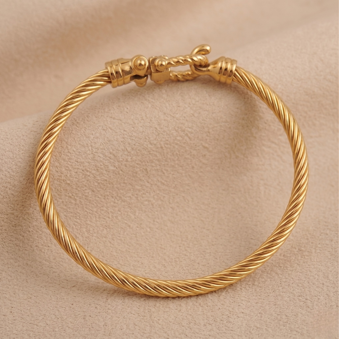 Gold Horseshoe Cable Bangle