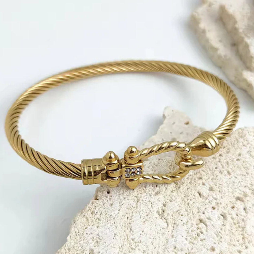 Gold Horseshoe Cable Bangle