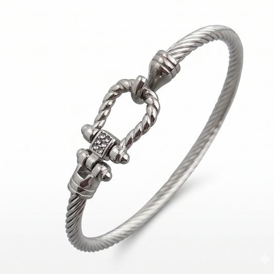 Silver Horseshoe Cable Bangle