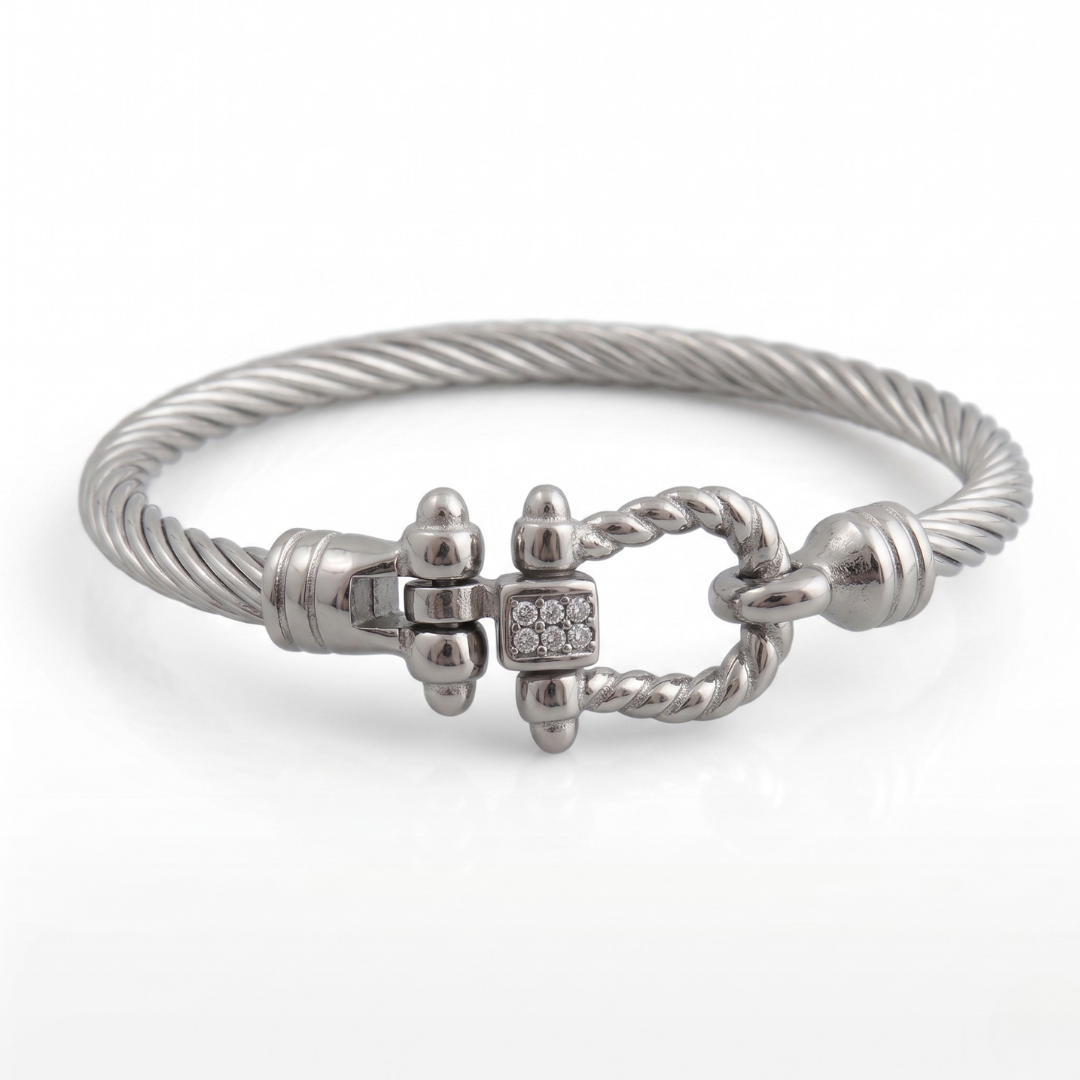 Silver Horseshoe Cable Bangle