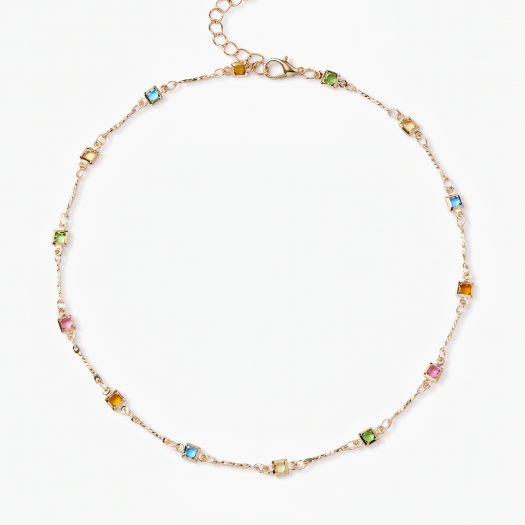 Square Crystal Chain Necklace