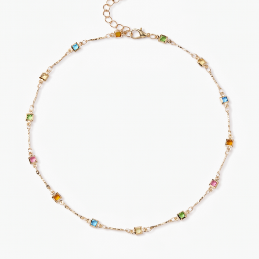 Square Crystal Chain Necklace