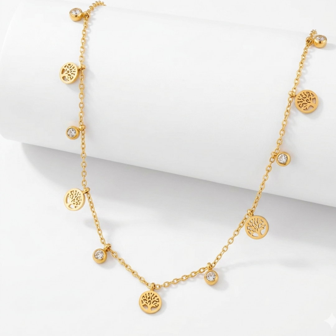 Golden Tree of Life Charm Necklace