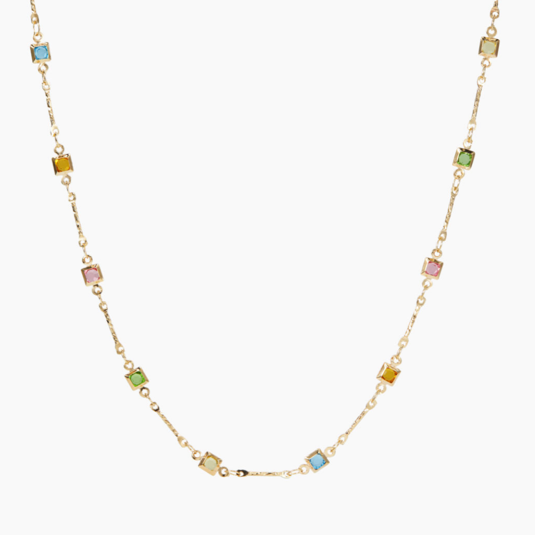 Square Crystal Chain Necklace