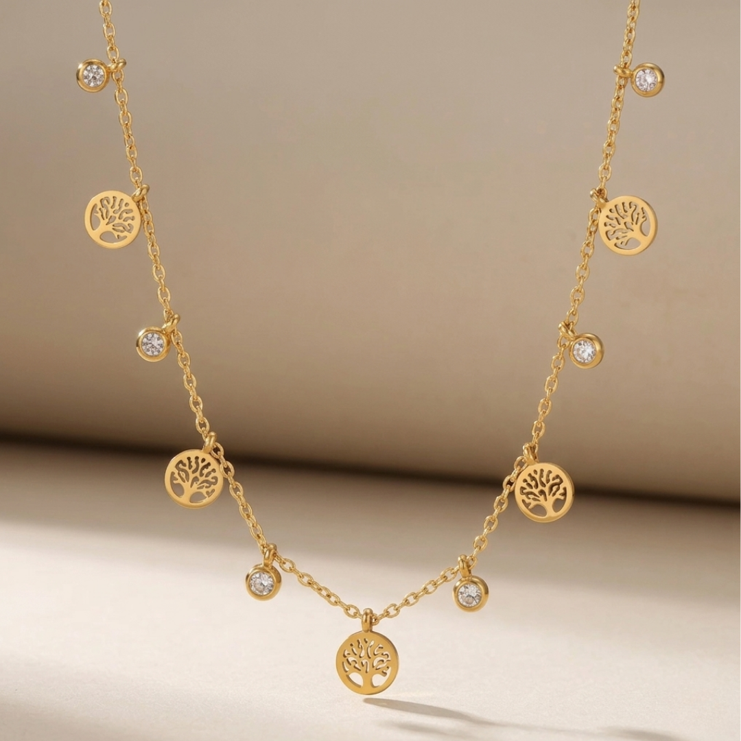 Golden Tree of Life Charm Necklace