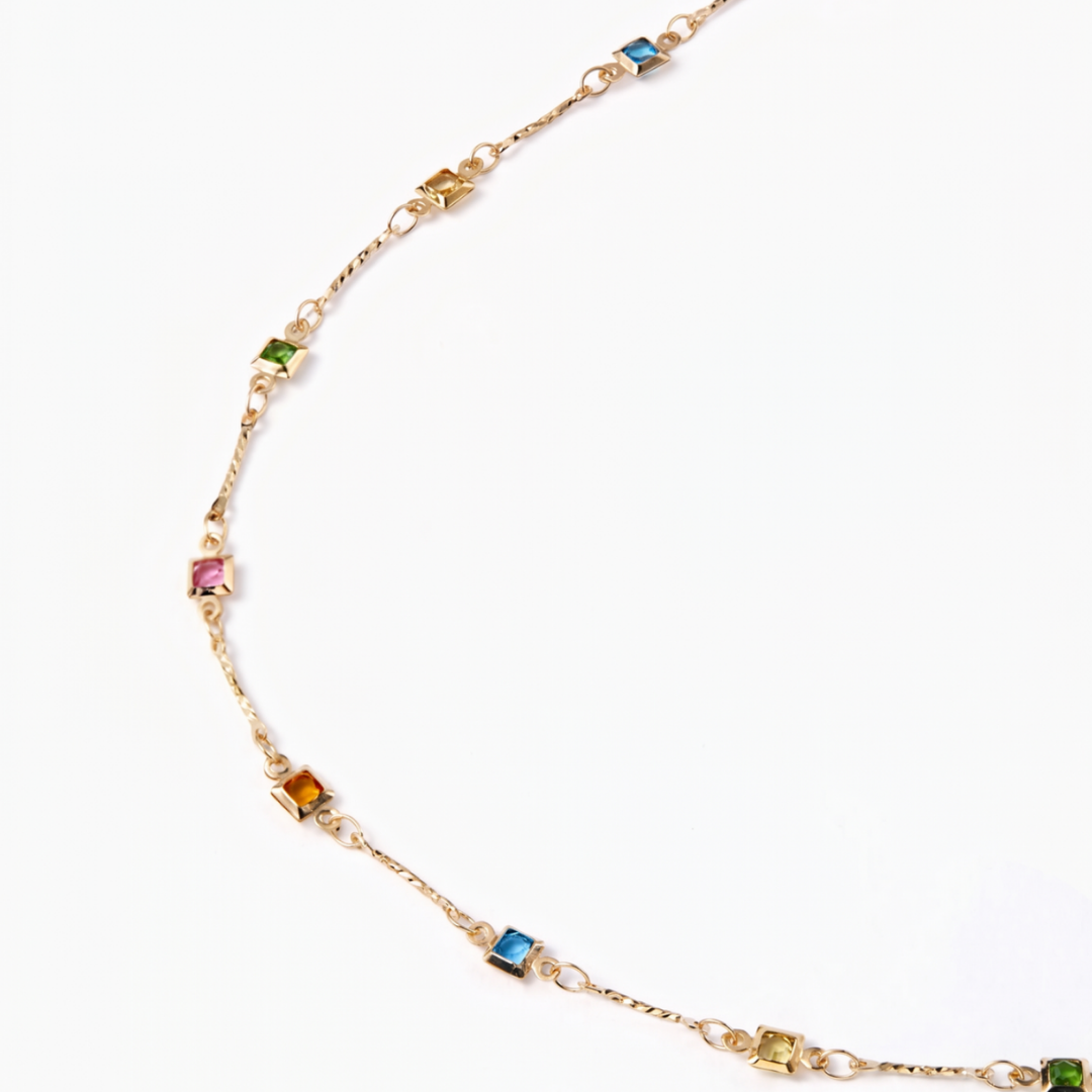 Square Crystal Chain Necklace