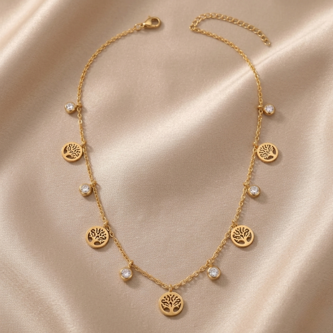Golden Tree of Life Charm Necklace