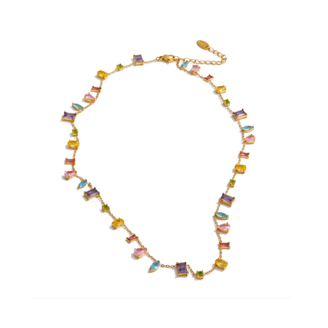 Prisme Rainbow Zirconia Tennis Necklace