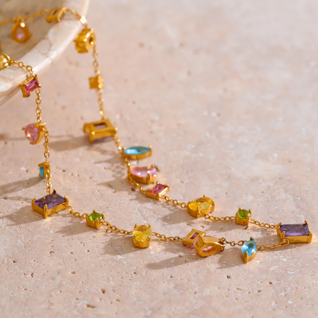 Prisme Rainbow Zirconia Tennis Necklace