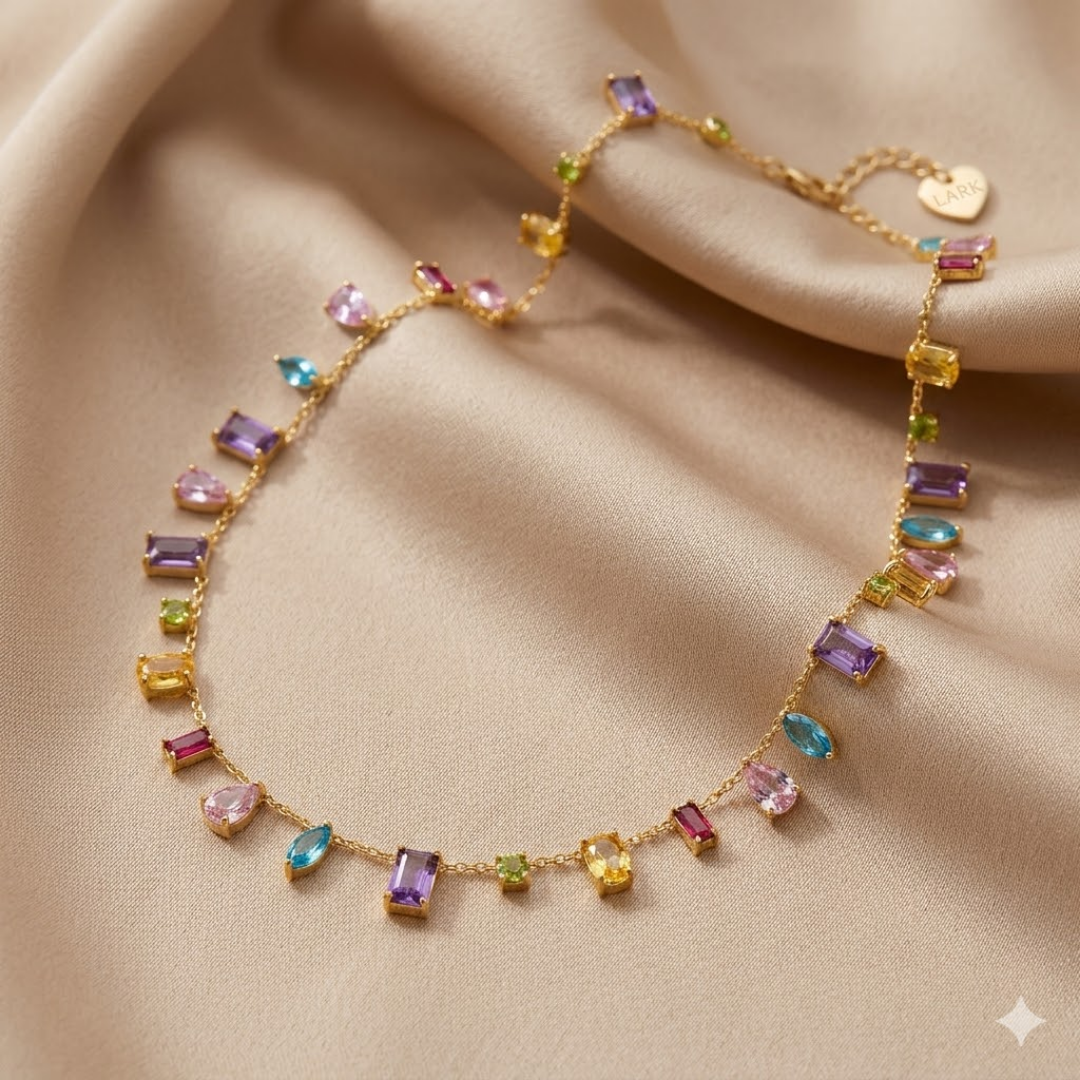 Prisme Rainbow Zirconia Tennis Necklace