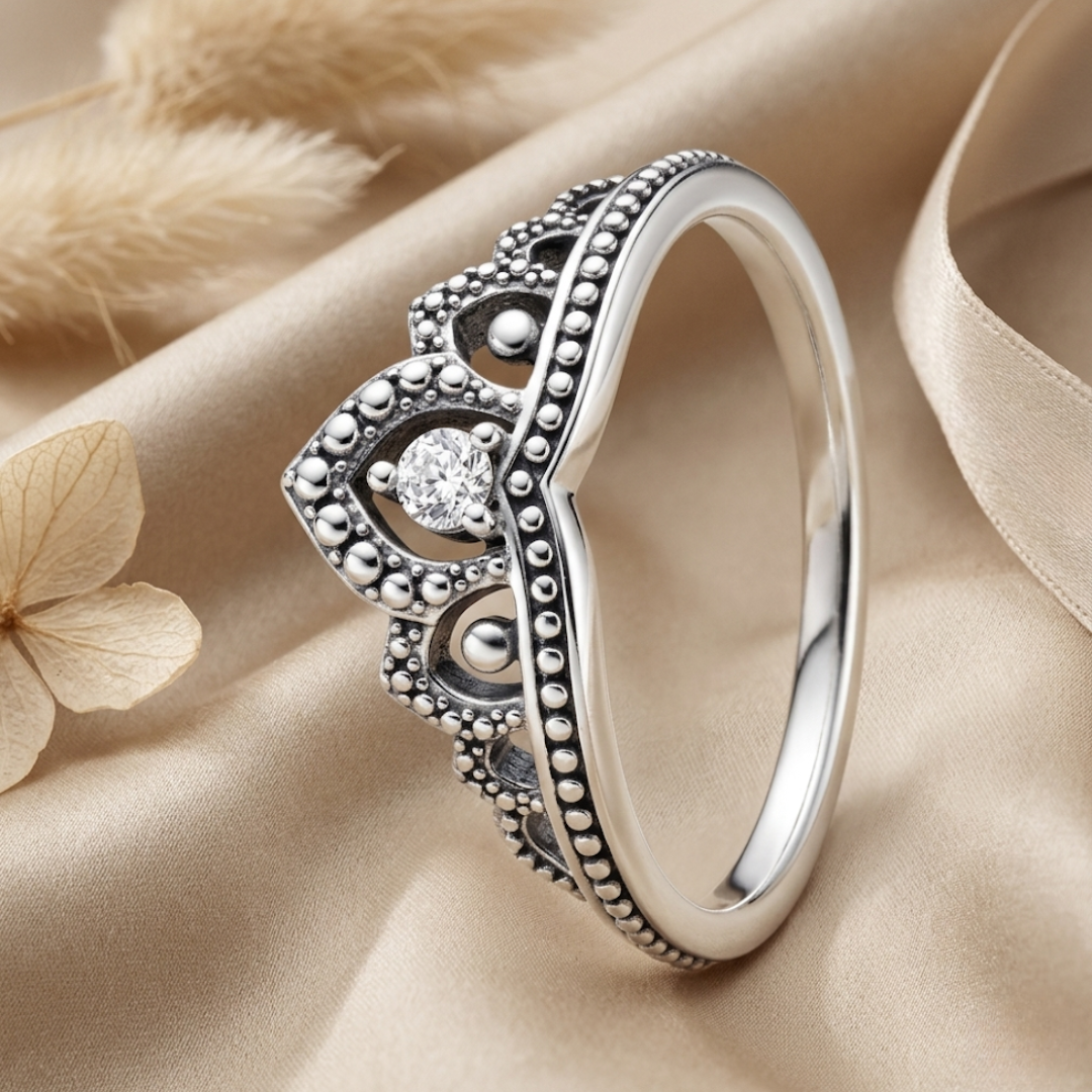 Regal Crown Beaded Ring