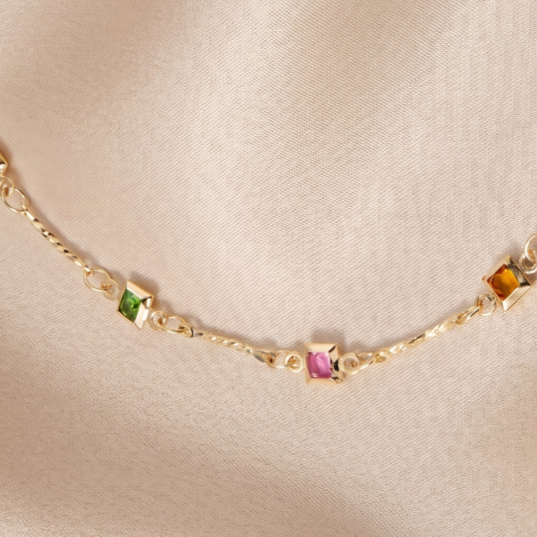 Square Crystal Chain Necklace