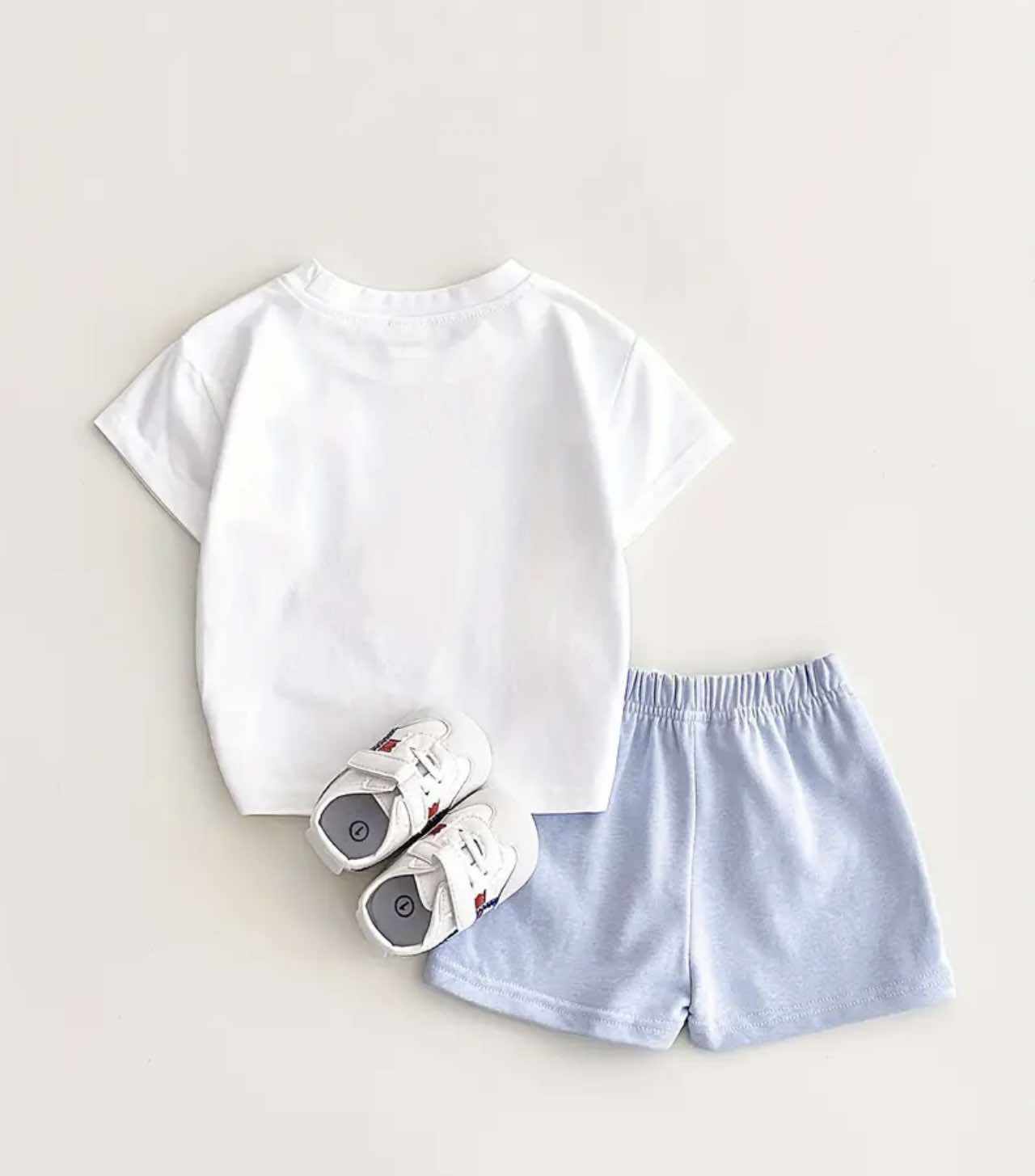 Adorable 2-piece Ice Cream Fun Set for toddlers. Perfect for summer adventures in Australia with a soft tee and comfy shorts.