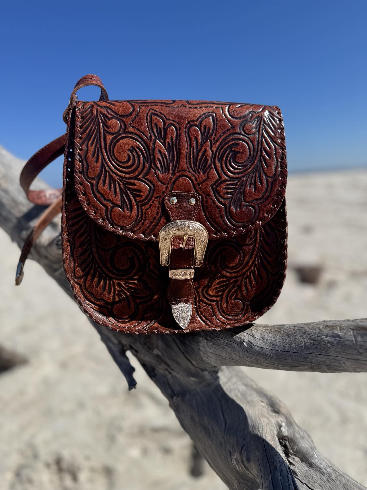 Amelia brown leather crossbody bag
