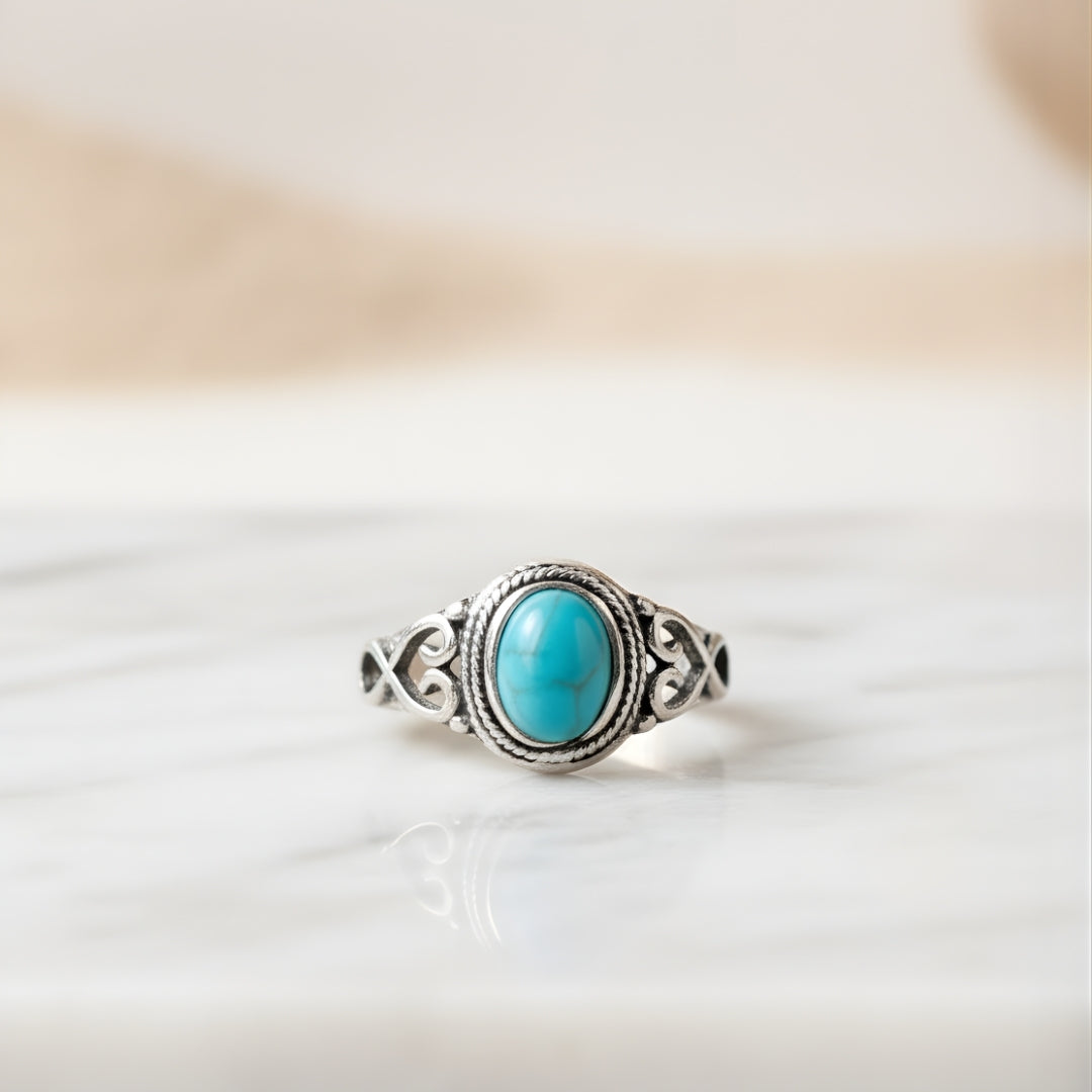 Handcrafted silver turquoise ring Perth Australia House of Hide boho-inspired jewellery