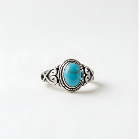 Aqua Sol Ring Perth Australia House of Hide silver ring with turquoise stone on white background