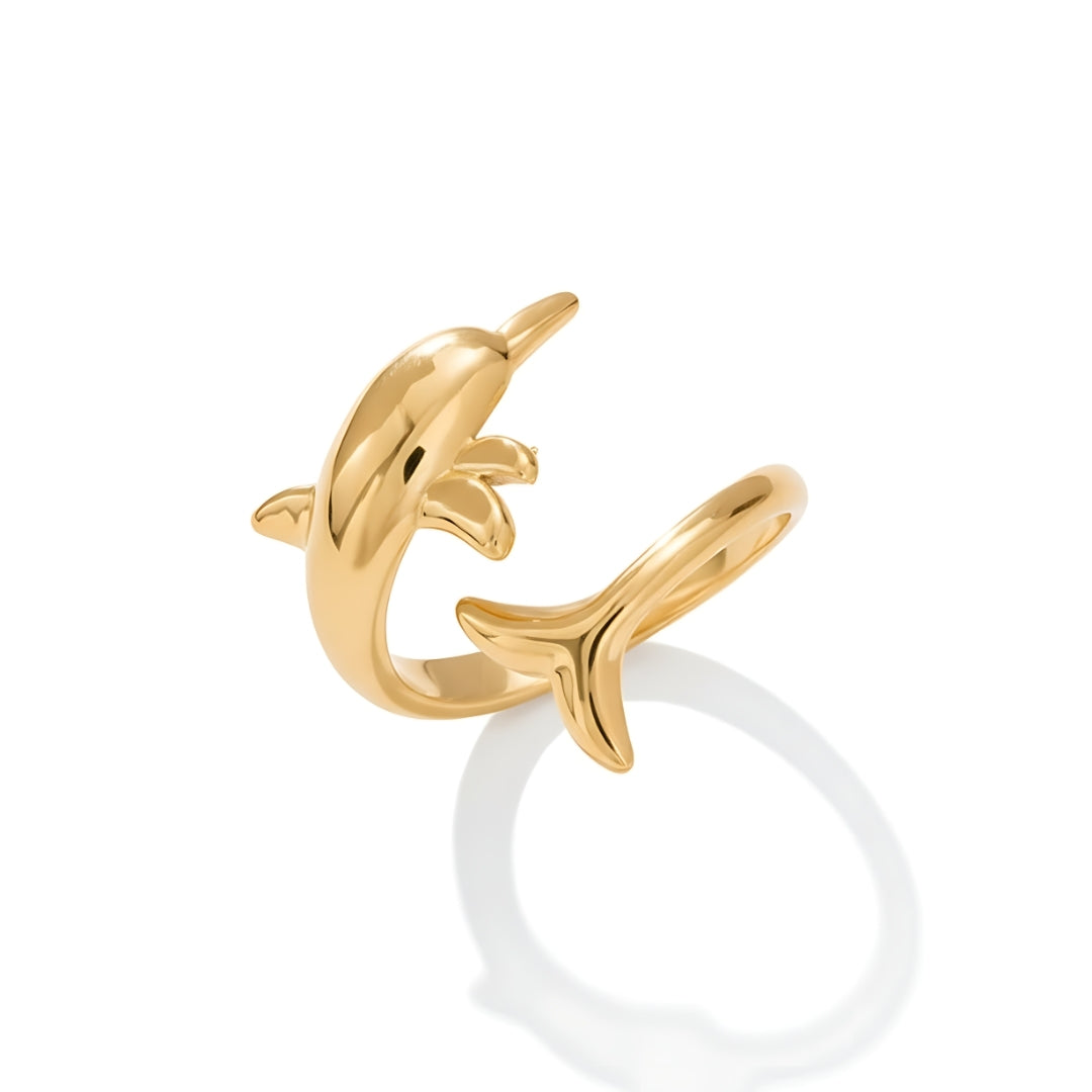 Elegant AquaSpirit Dolphin Ring capturing coastal charm and ocean-inspired details.