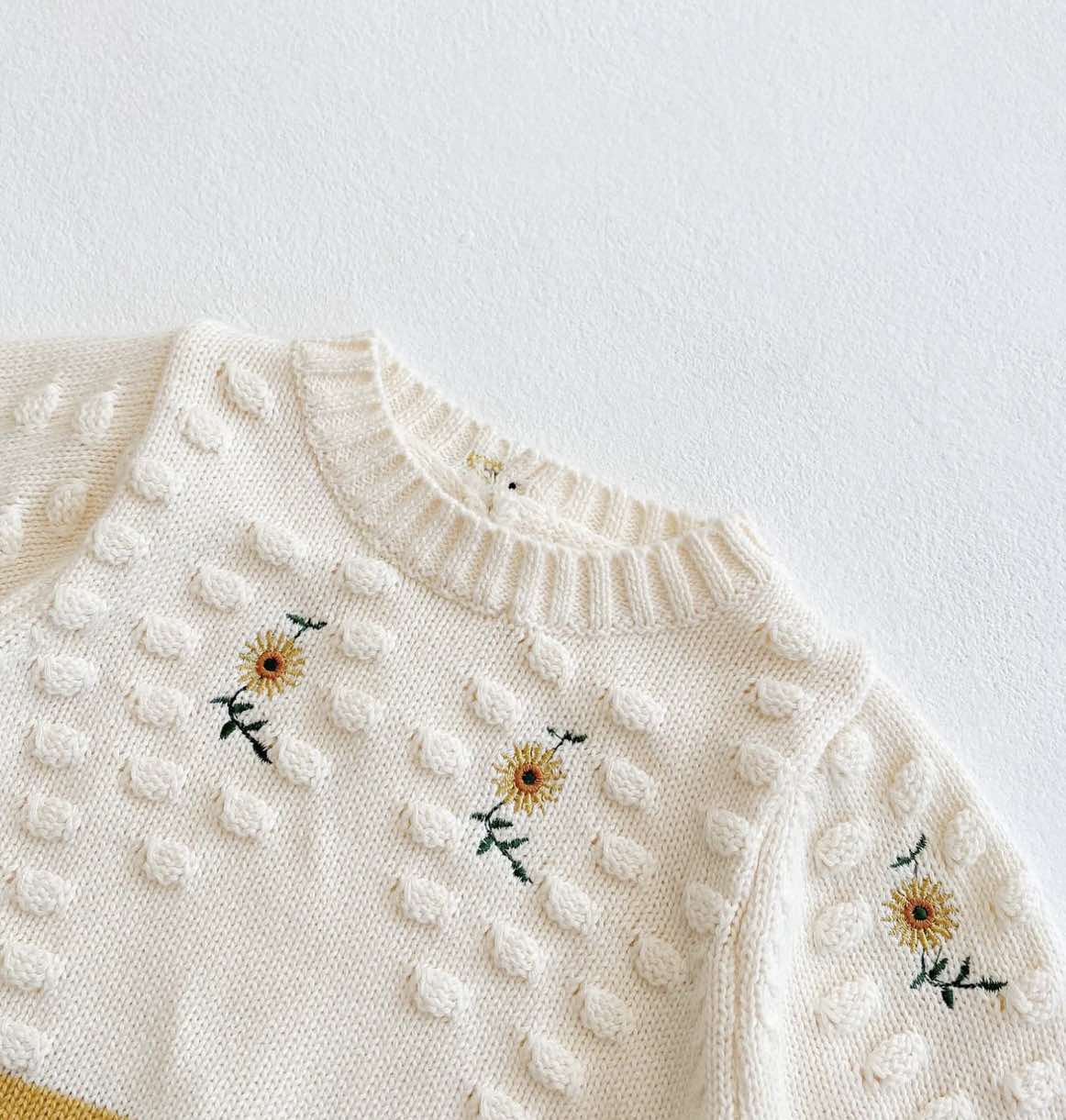 Sunflower Knit Baby Romper