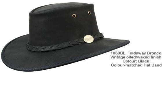 The Barmah 1060 Foldaway Bronco Hat is built for explorers, crafted from premium Australian full grain cattle leather 