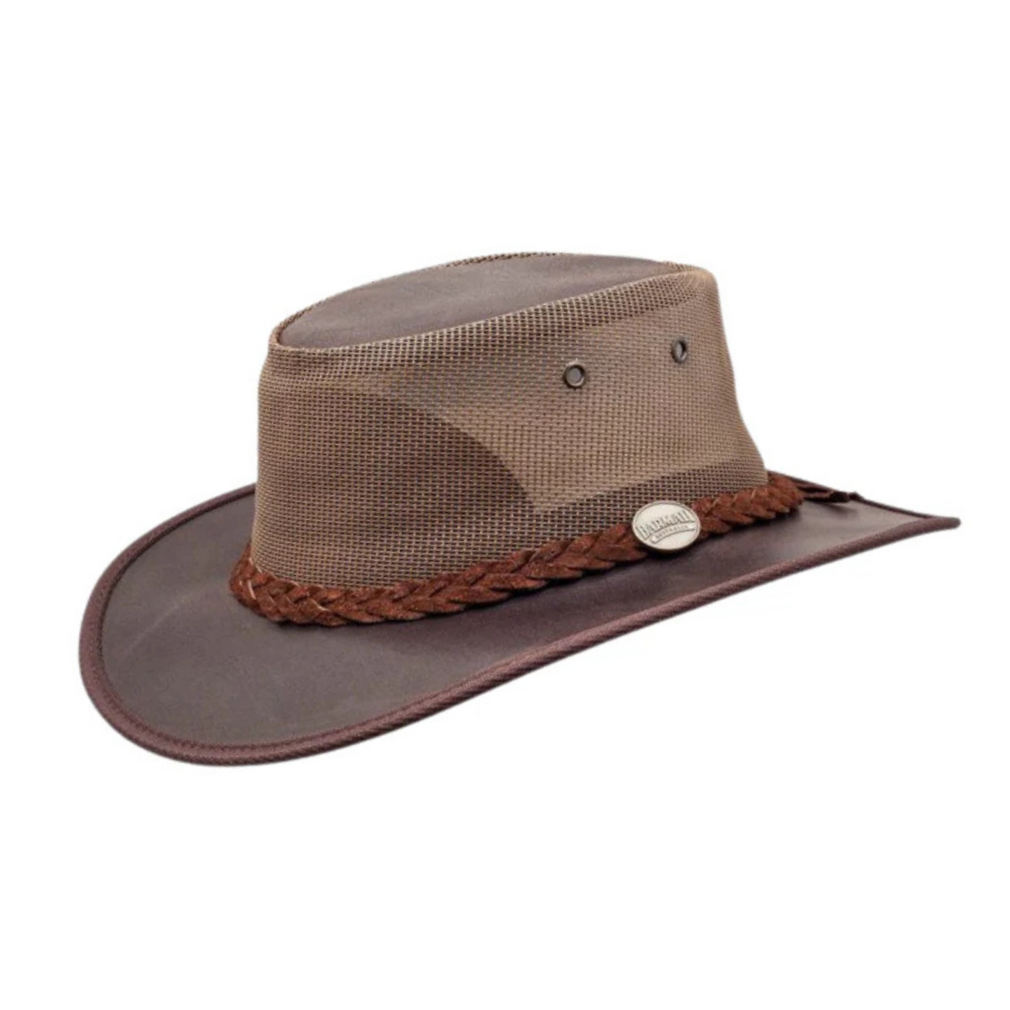 Barmah 1064 Foldaway Oiled Cooler Hat Brown. Packable Suede Bronco Hat with Ventilation Mesh – Travel-Friendly Foldaway Hat for Hiking, Camping, Beach, and Outdoor Adventures in Australia